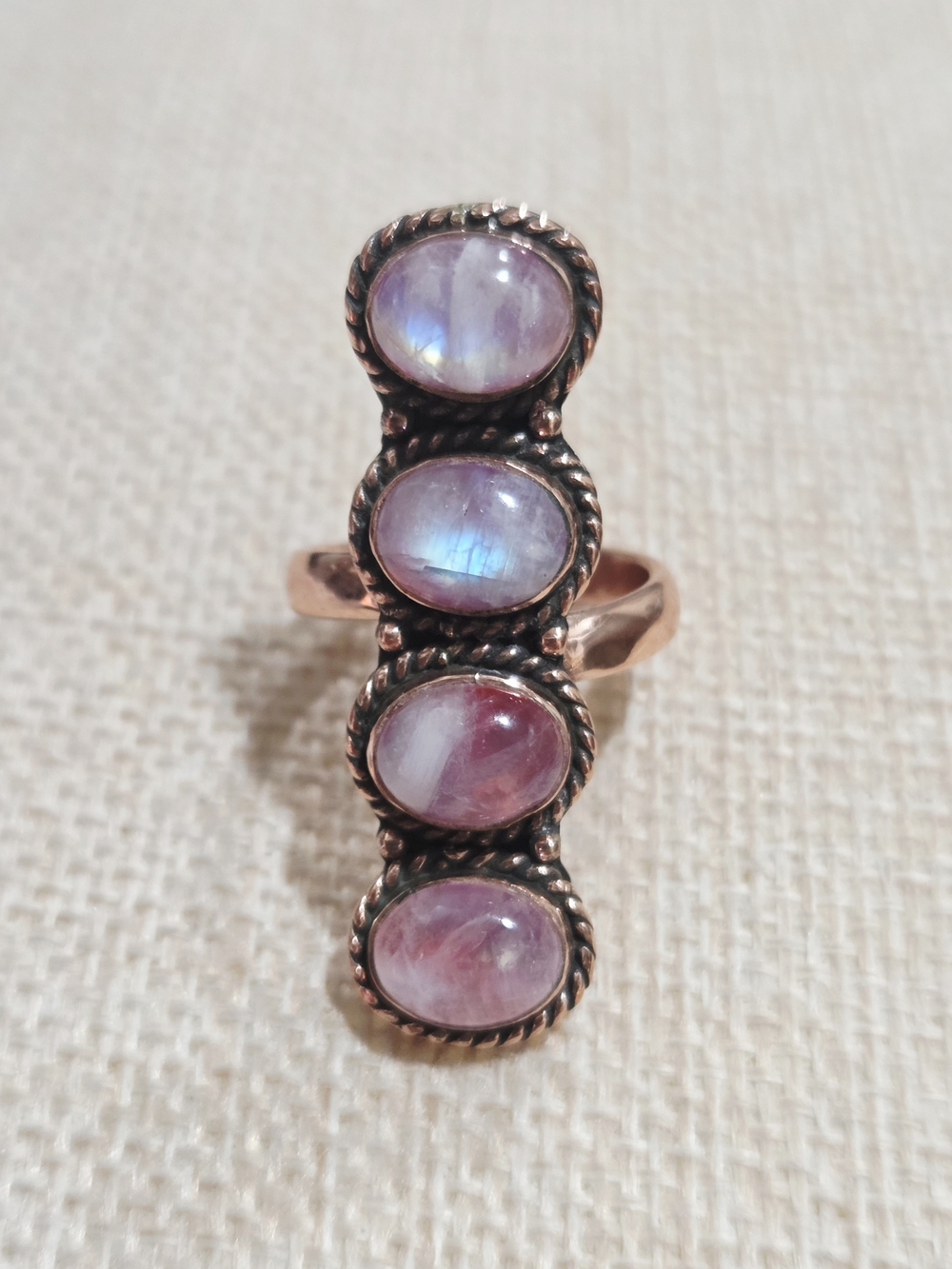 Multi-stone Moonstone Stack Ring in Pink and Lavender